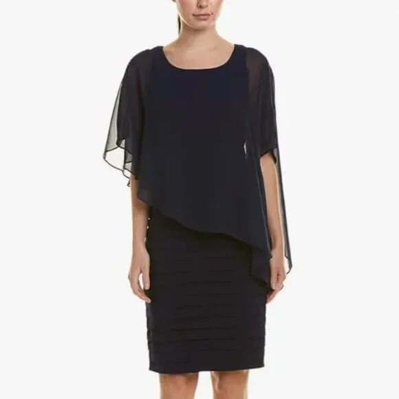 sachin and babi light blue dress Black Chiffon Ruched Drape Smock Dress